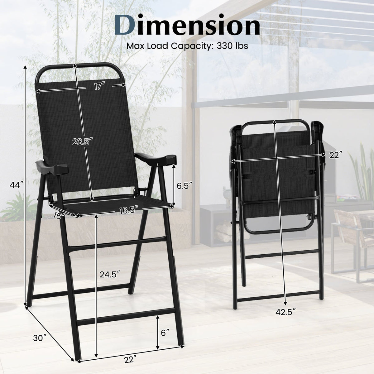 Patio Folding Bar Stool Set Of 4, Black Patio Bar Furniture at Gallery Canada