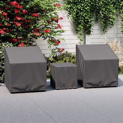 Housses de mobilier de patio extérieur, ensemble de bistrot 3 pièces, gris