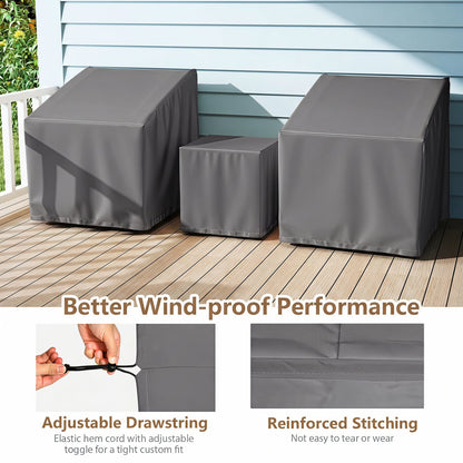 Housses de mobilier de patio extérieur, ensemble de bistrot 3 pièces, gris