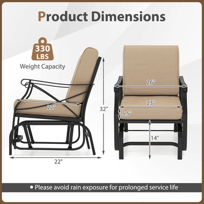 Patio Glider Rocking Chair with Metal Frame and Thick Cushions, Brown Patio Rocking Chairs & Gliders at Gallery Canada