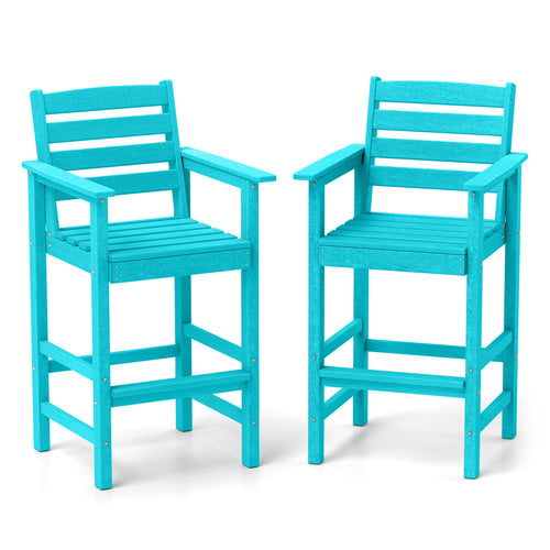 HDPE Adirondack Bar Chairs Set of 2, Turquoise