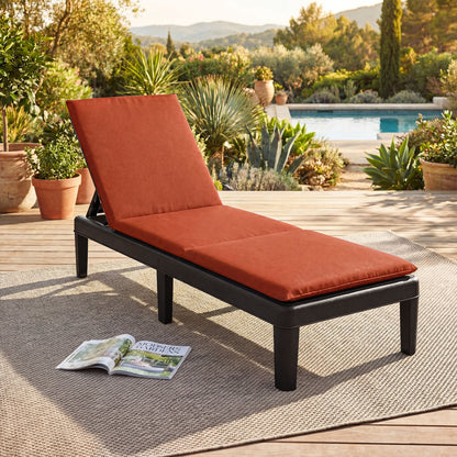 Patio Lounge Chair, Adjustable Backrest, Cushion, Orange Outdoor Chaise Lounges at Gallery Canada