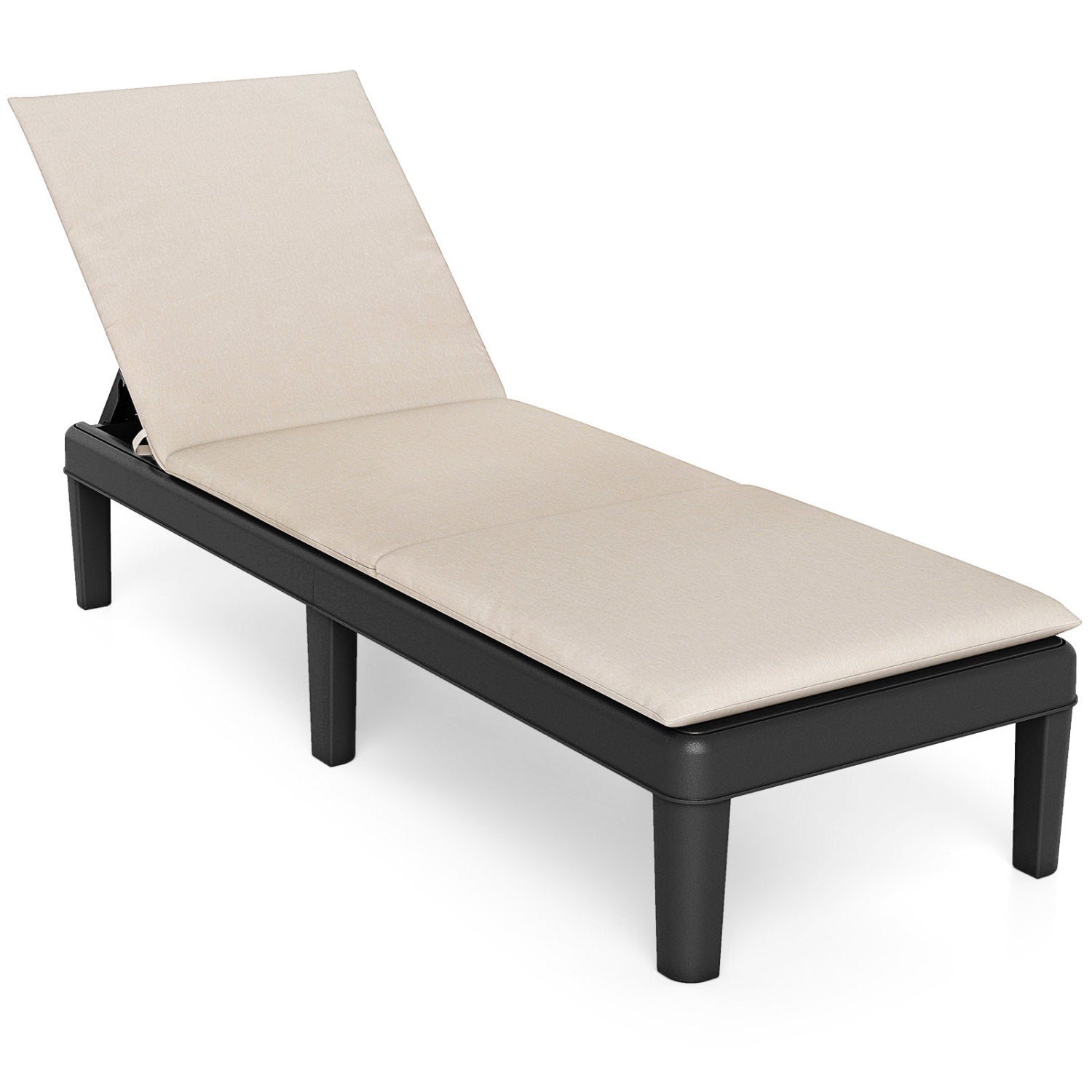 Patio Lounge Chair, Adjustable Backrest, Cushion, White Outdoor Chaise Lounges at Gallery Canada