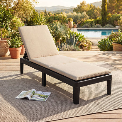 Patio Lounge Chair, Adjustable Backrest, Cushion, White Outdoor Chaise Lounges at Gallery Canada