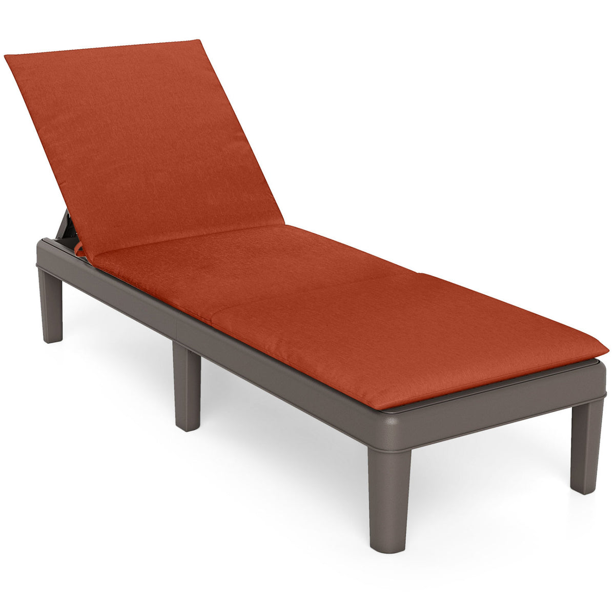 Patio Lounge Recliner Chair, Adjustable Backrest, Orange Outdoor Chaise Lounges Orange at Gallery Canada