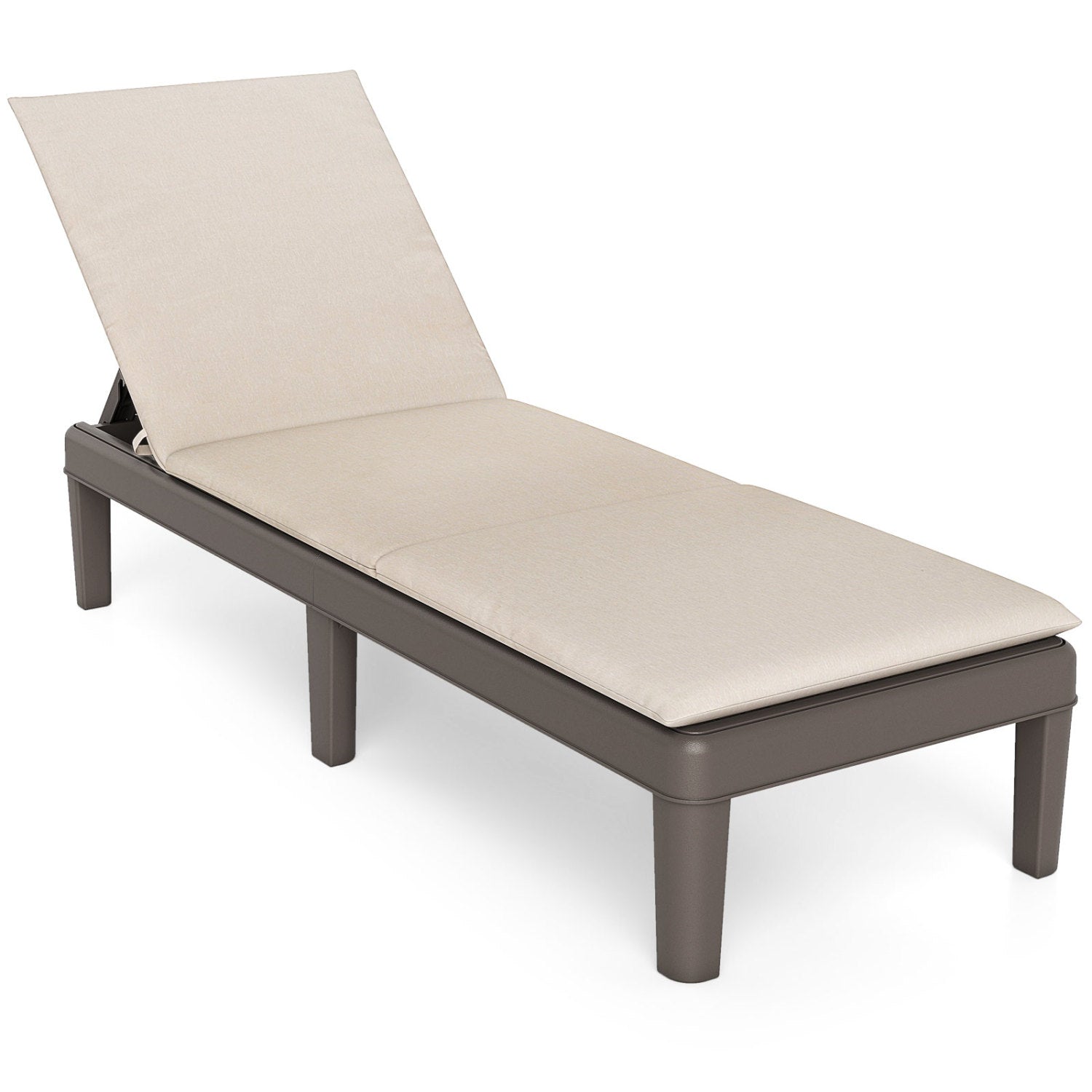 Patio Lounge Recliner Chair, Adjustable Backrest, Cushion, Beige Outdoor Chaise Lounges at Gallery Canada