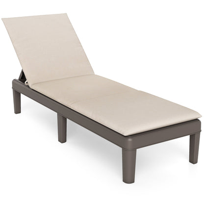 Patio Lounge Recliner Chair, Adjustable Backrest, Cushion, Beige Outdoor Chaise Lounges Beige at Gallery Canada
