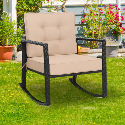 Patio Rattan Rocker Outdoor Glider Rocking Chair Cushion Lawn, Brown Patio Rocking Chairs & Gliders at Gallery Canada
