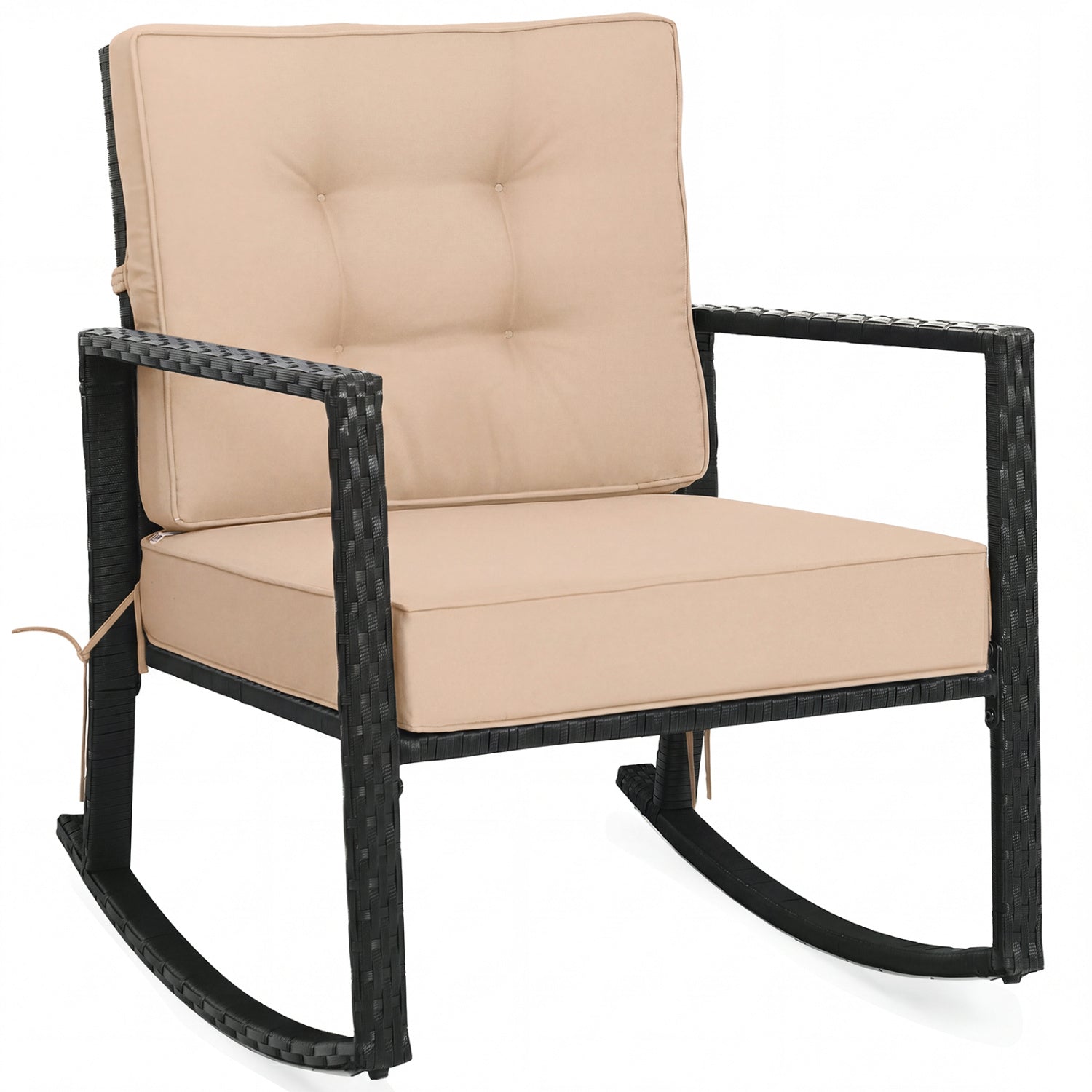 Patio Rattan Rocker Outdoor Glider Rocking Chair Cushion Lawn, Brown Patio Rocking Chairs & Gliders at Gallery Canada