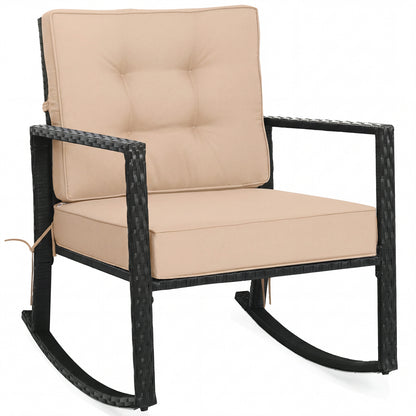 Patio Rattan Rocker Outdoor Glider Rocking Chair Cushion Lawn, Brown Patio Rocking Chairs & Gliders at Gallery Canada
