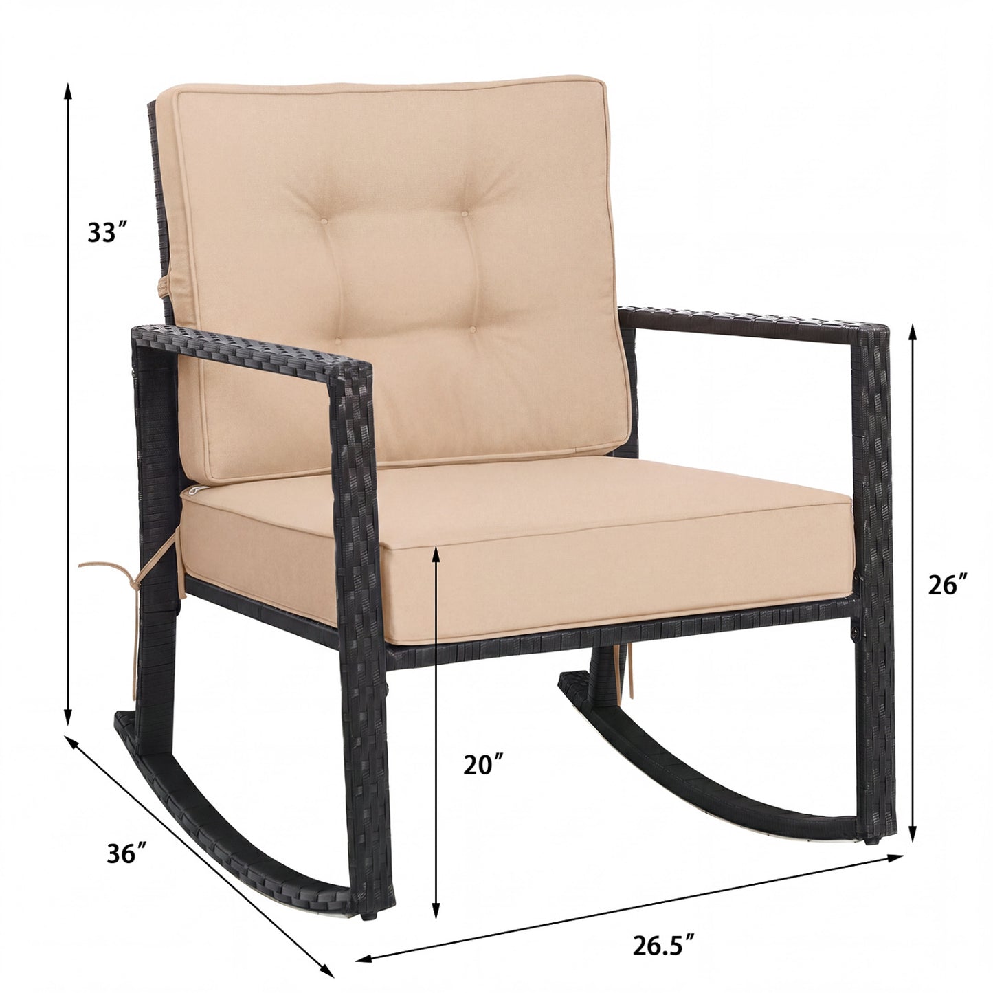 Patio Rattan Rocker Outdoor Glider Rocking Chair Cushion Lawn, Brown Patio Rocking Chairs & Gliders at Gallery Canada