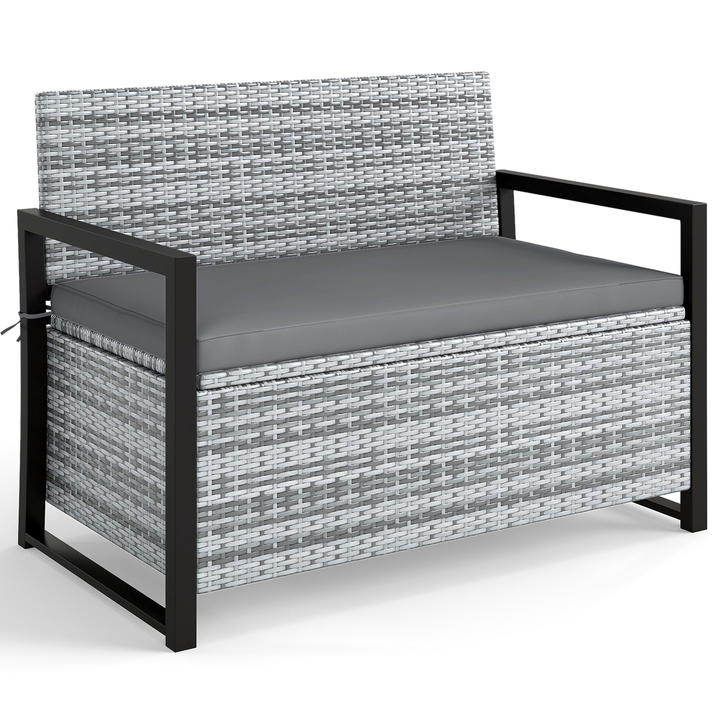 Outdoor Wicker Loveseat With Built-In Storage, Gray Sheds & Outdoor Storage Gray at Gallery Canada