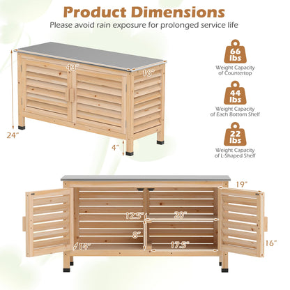 Patio Storage Cabinet, Stainless Steel Countertop, Natural Potting Benches & Tables at Gallery Canada