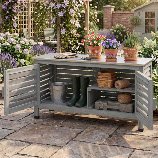 Patio Storage Cabinet, Stainless Steel Countertop, Gray Sheds & Outdoor Storage Gray at Gallery Canada