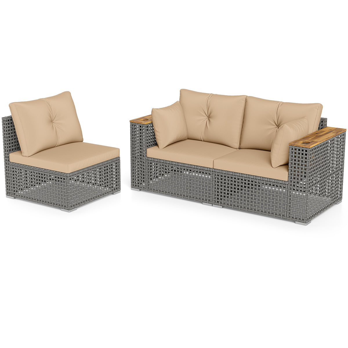 Patio Wicker Sectional Set, Armless & Corner Sofas, Beige Outdoor Sectionals at Gallery Canada