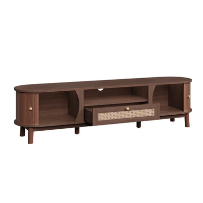 TV Stand, Solid Wood Doors, Drawers, 65" L x 14.5" W x 18" H, Natural Walnut TV Stands at Gallery Canada