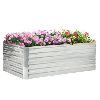 Galvanized Raised Garden Bed, Steel Outdoor Planter, 71'' x 35'' x 23'', Silver Galvanized Planter Boxes at Gallery Canada