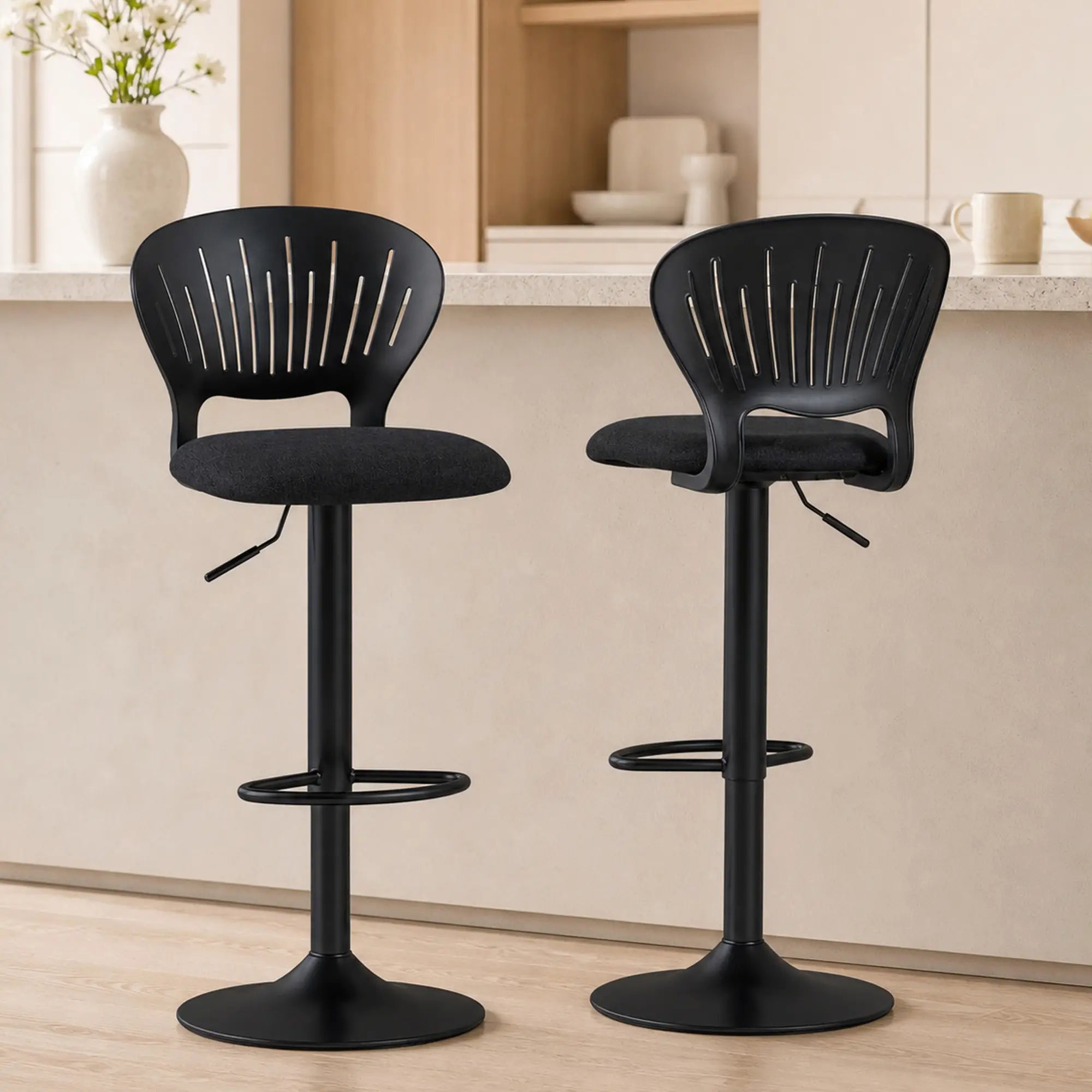 Modern Swivel Bar Stools, Set of 2, Counter Height, Black Bar Stools at Gallery Canada