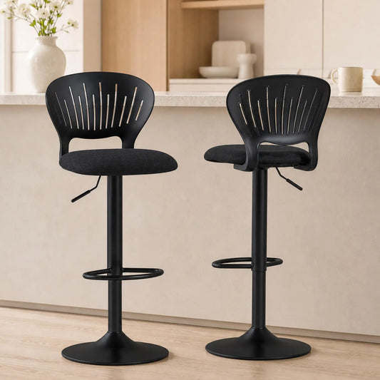 Modern Swivel Bar Stools, Set of 2, Counter Height, Black