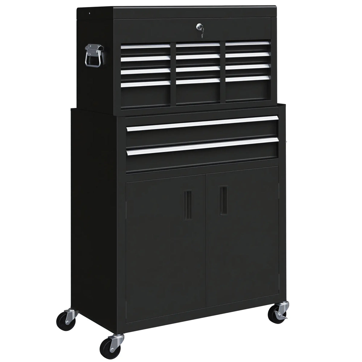 6-Drawer Rolling Tool Chest, Lockable Storage Cabinet with Hooks, Black Tool Organizers at Gallery Canada
