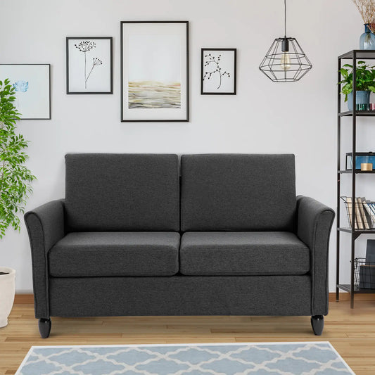 2-Seat Sofa Couch With Wood Legs, Dark Grey 2-Seater Sofas Dark Grey at Gallery Canada
