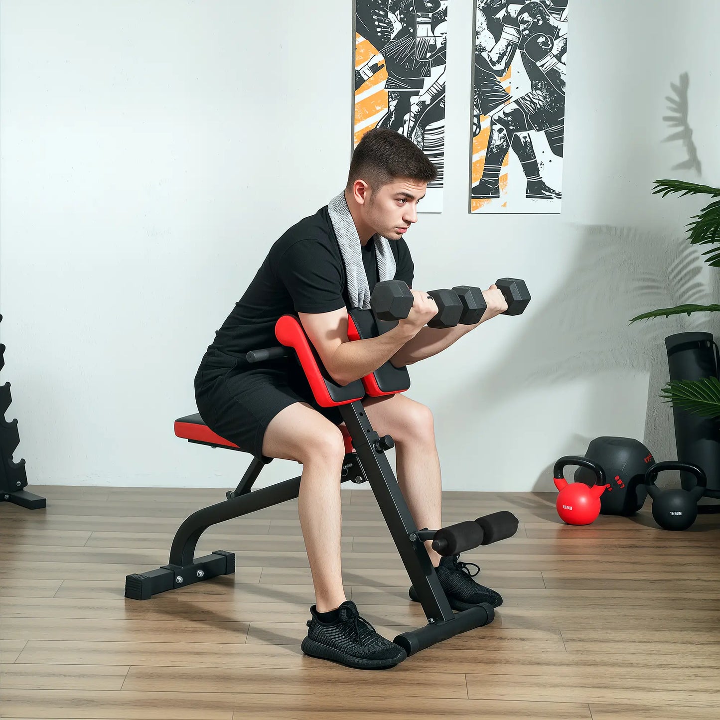 Foldable Roman Chair Hyperextension Bench, 660LBS, Black