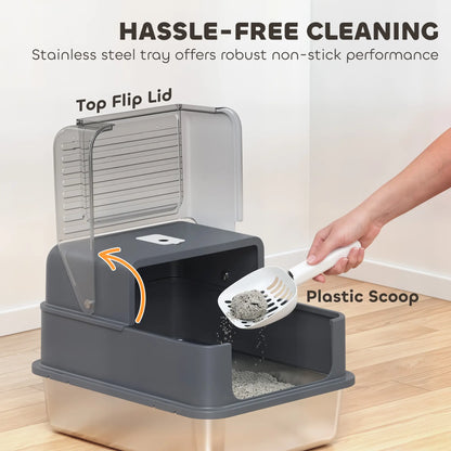 Stainless Steel Cat Litter Box With Lid, Scoop, Deodorization Bags Cat Litter Box Enclosures at Gallery Canada