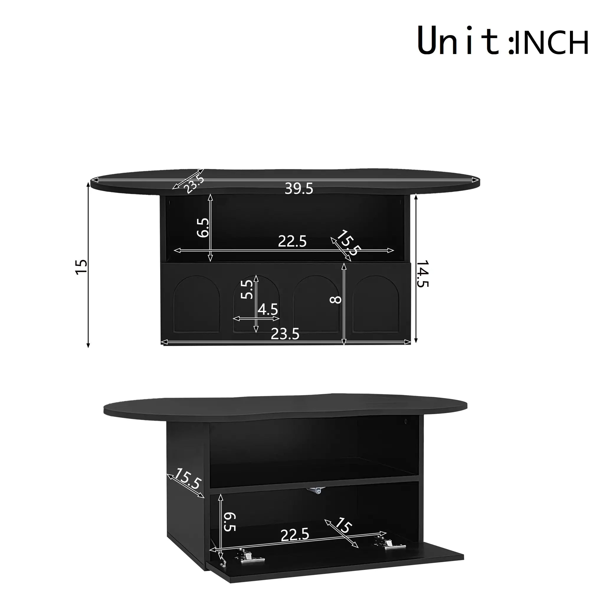 Coffee Table with Drawer, Open Storage, 39.5