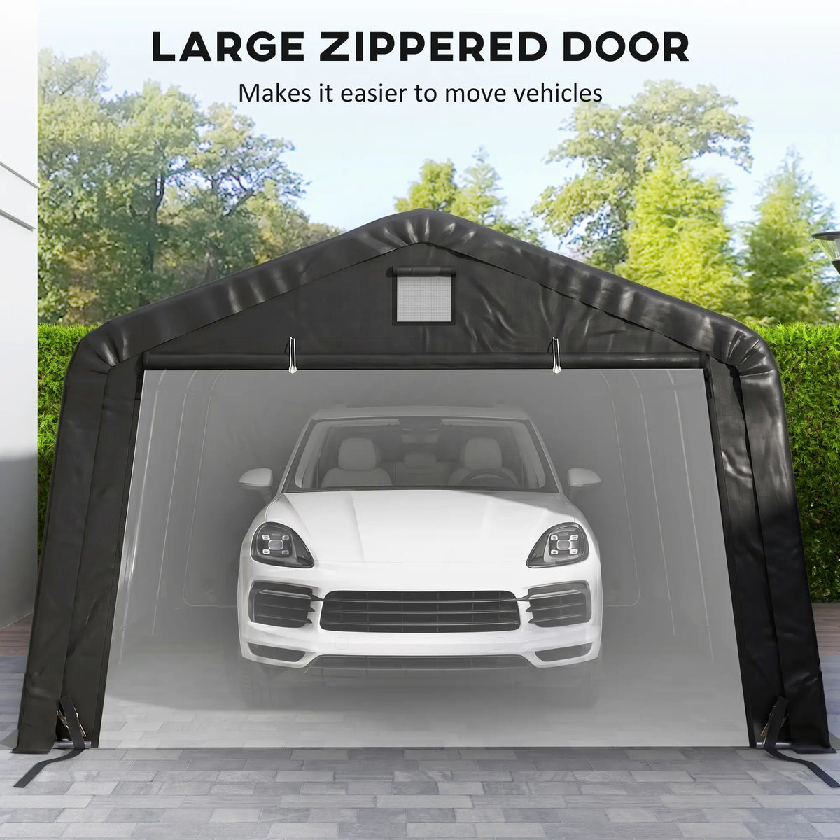 12' x 20' Portable Garage, Heavy Duty Carport Canopy, Black Car Shelters at Gallery Canada