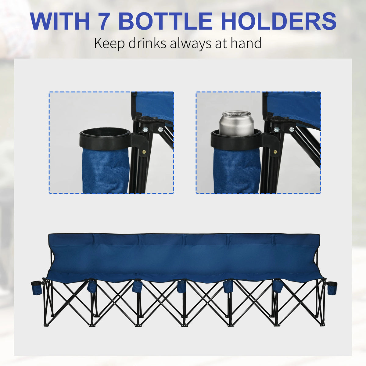 6 Seat Folding Camping Chair, Cup Holder, Carrying Case, Blue Picnic Tables & Camping Chairs at Gallery Canada