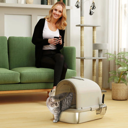 Enclosed Stainless Steel Litter Box, With Scoop, Deodorizer Bag, Handle Cat Litter Box Enclosures at Gallery Canada
