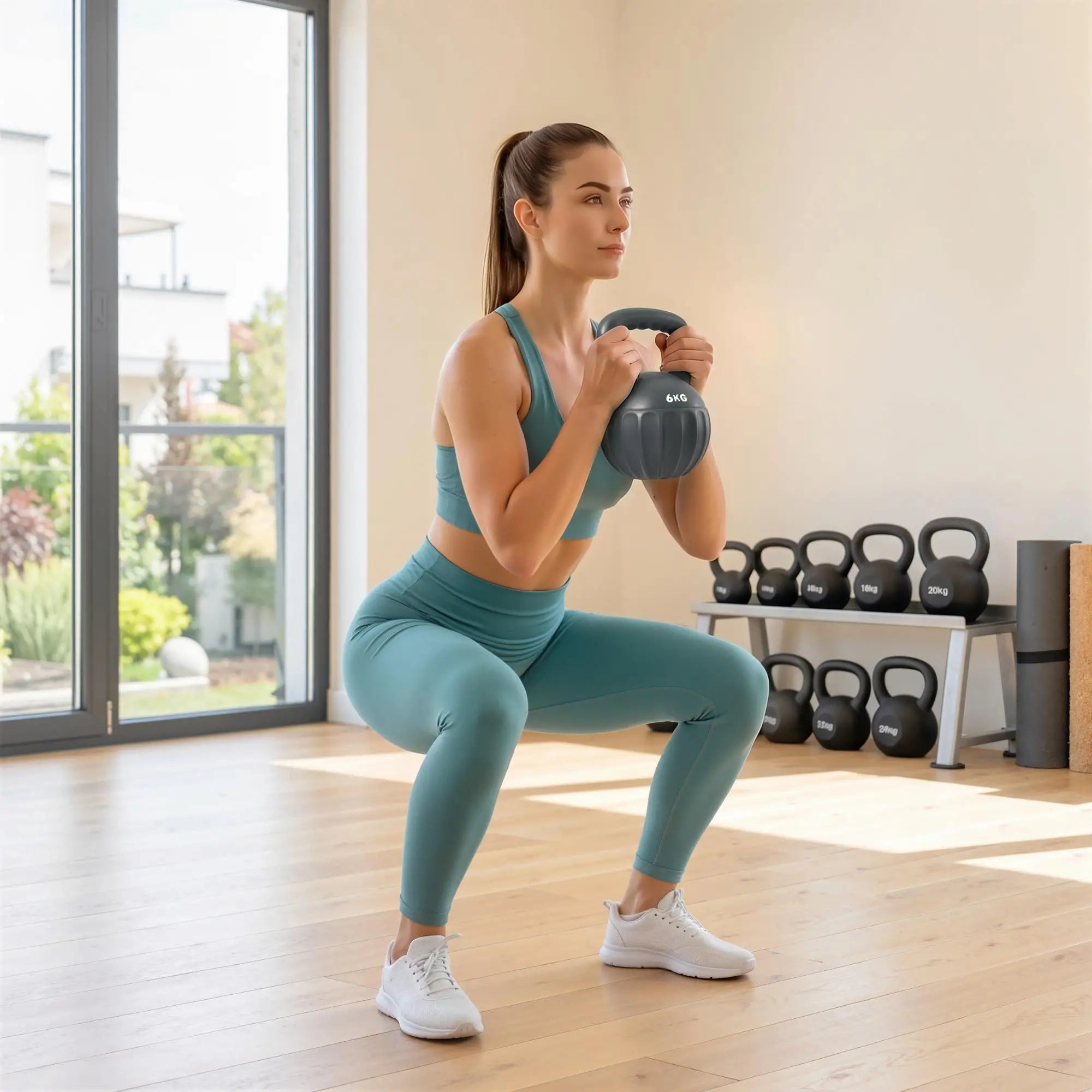 13 lbs Kettlebell, Non-Slip Handle, Home Gym, Grey Strength Training Equipment at Gallery Canada