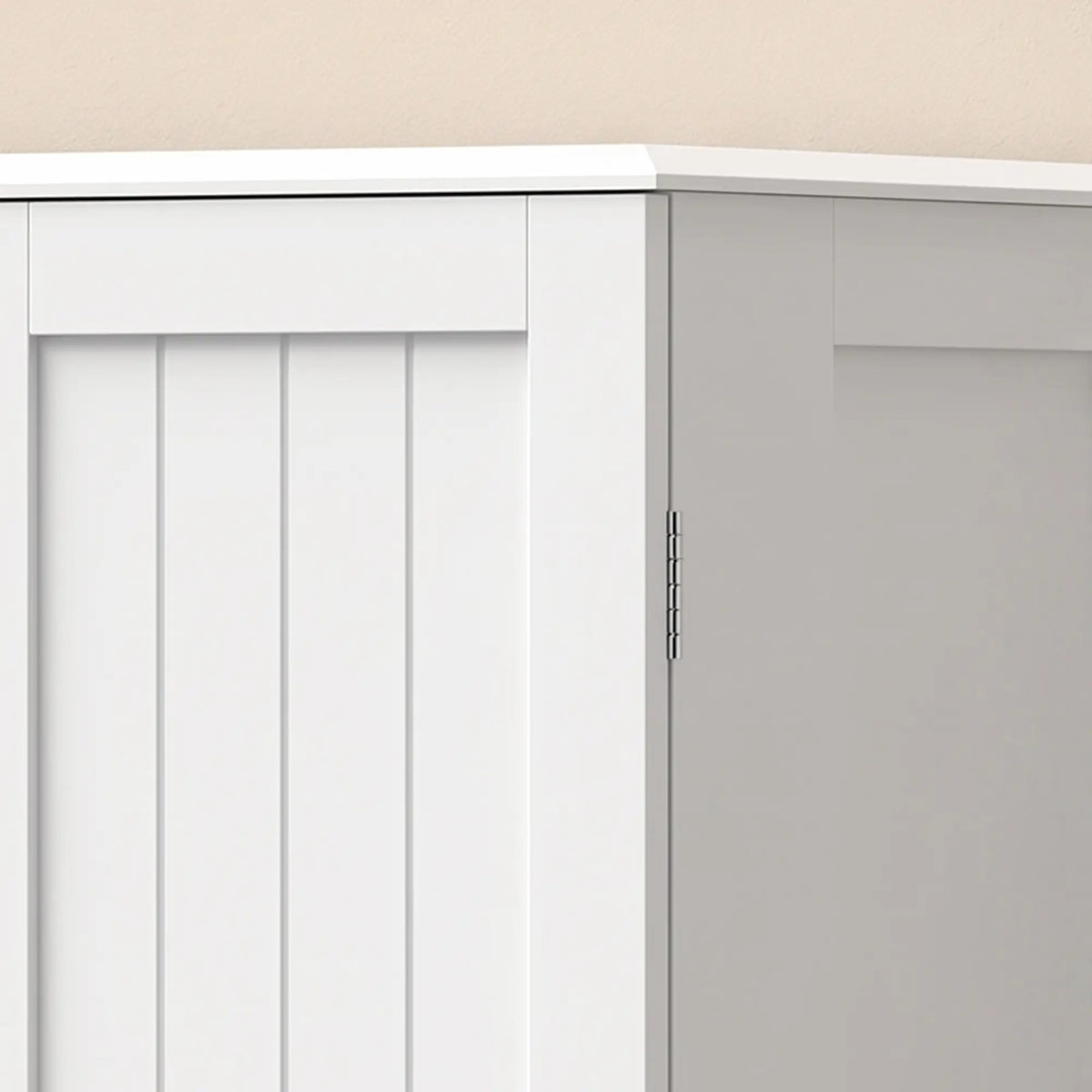 47" Tall Farmhouse Pantry Cabinet, 6 Door Racks, 2 Drawers, White Kitchen Pantry Cabinets at Gallery Canada