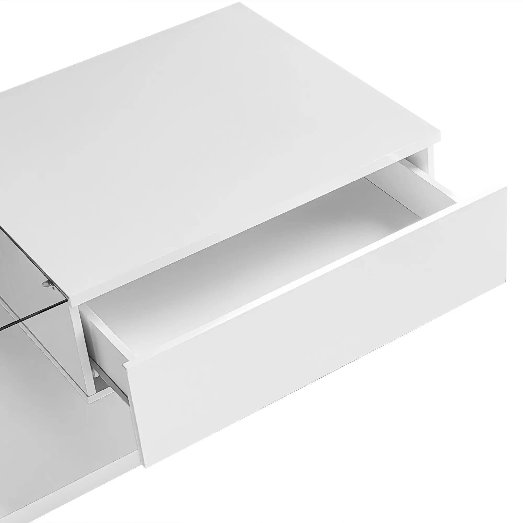 Modern Coffee Table, Glass LED Effect, Storage, 41.5