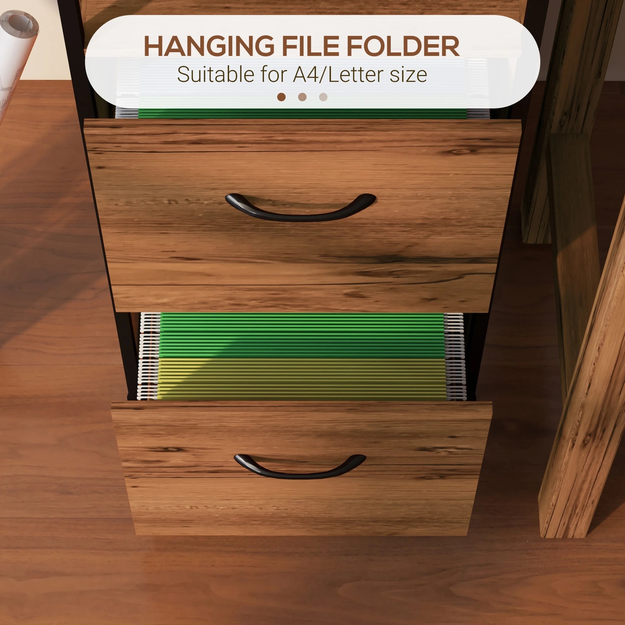 Vertical Filing Cabinet, 2 Drawers, Hanging Bars, Letter and A4 Size, Rustic Brown Office Cabinets & Cupboards at Gallery Canada