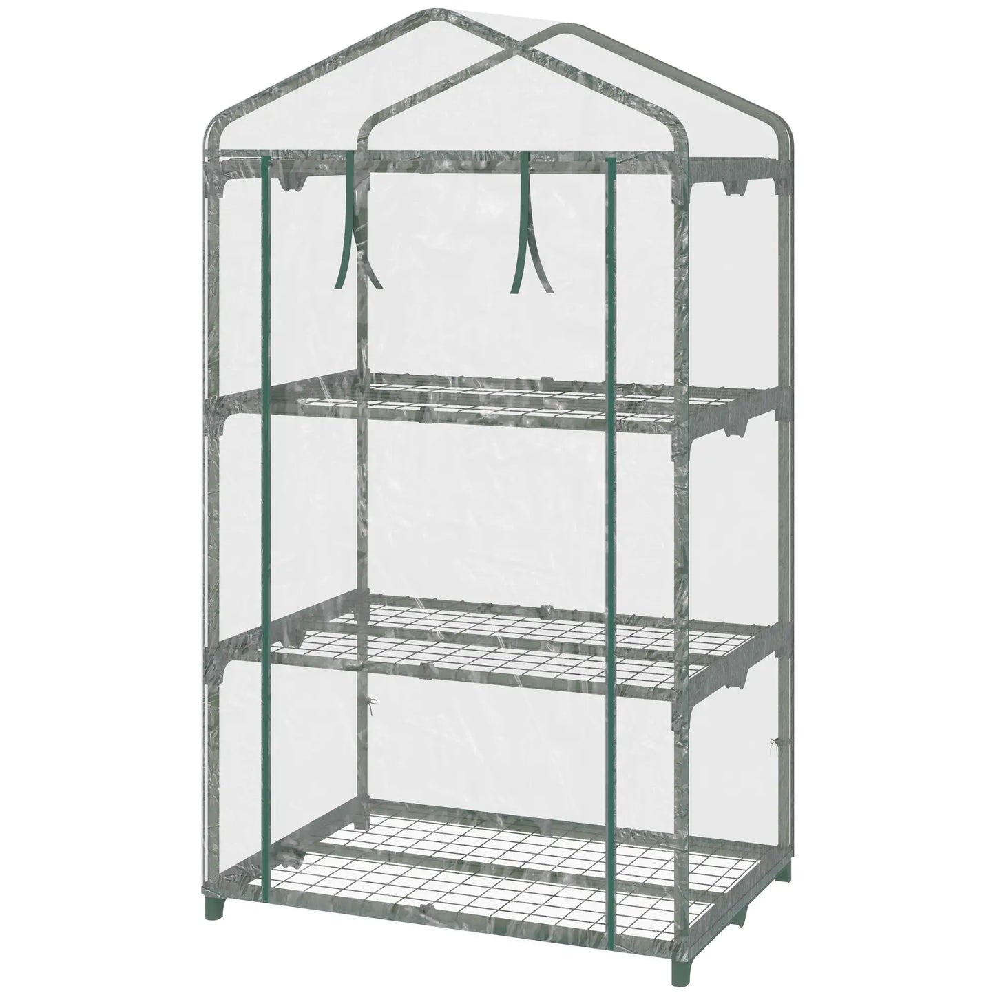 3 Tier Mini Greenhouse, Portable with Shelf Clips, Plastic Cover, Steel Frame, 27" x 19" x 49", Transparent Mini Greenhouses Clear, Dark Green at Gallery Canada