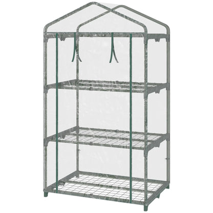 3 Tier Mini Greenhouse, Portable with Shelf Clips, Plastic Cover, Steel Frame, 27" x 19" x 49", Transparent Mini Greenhouses Clear, Dark Green at Gallery Canada