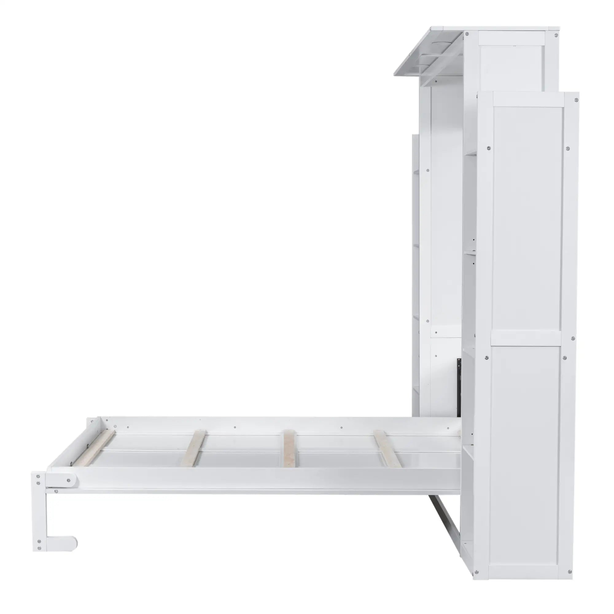 Murphy Bed with Shelves, LED Lights, 97.5