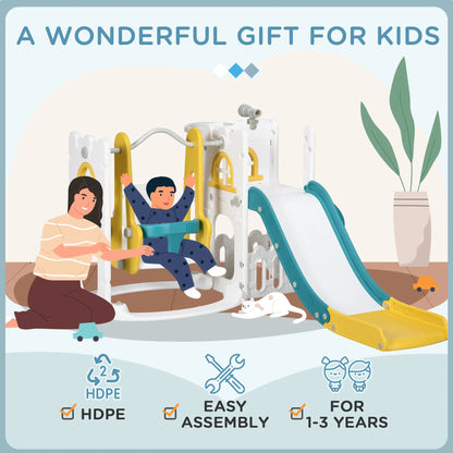 6-in-1 Baby Swing Playset, Indoor with Basketball Hoop, Climber, Yellow Gym Sets & Swings at Gallery Canada