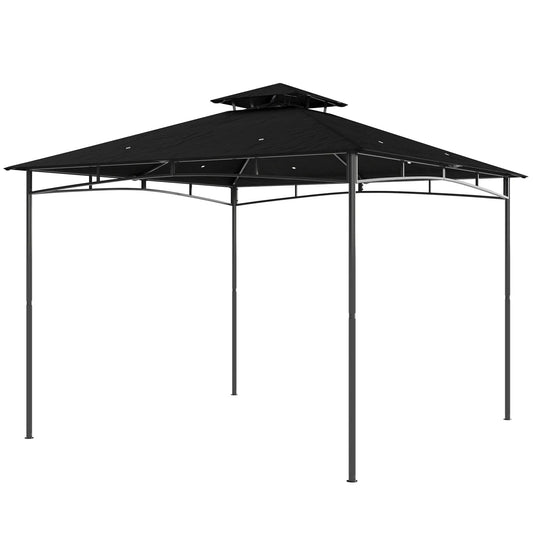 10' x 10' Gazebo, Soft Top, 2-Tier Roof, Metal Frame, Black Gazebos Black at Gallery Canada