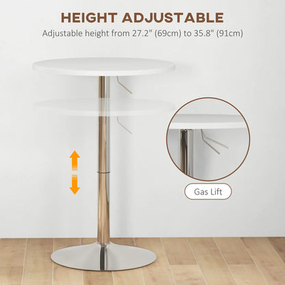 Adjustable Round High Top Bar Table, Swivel Top, Steel Base, White Bar Tables & Dining Tables at Gallery Canada