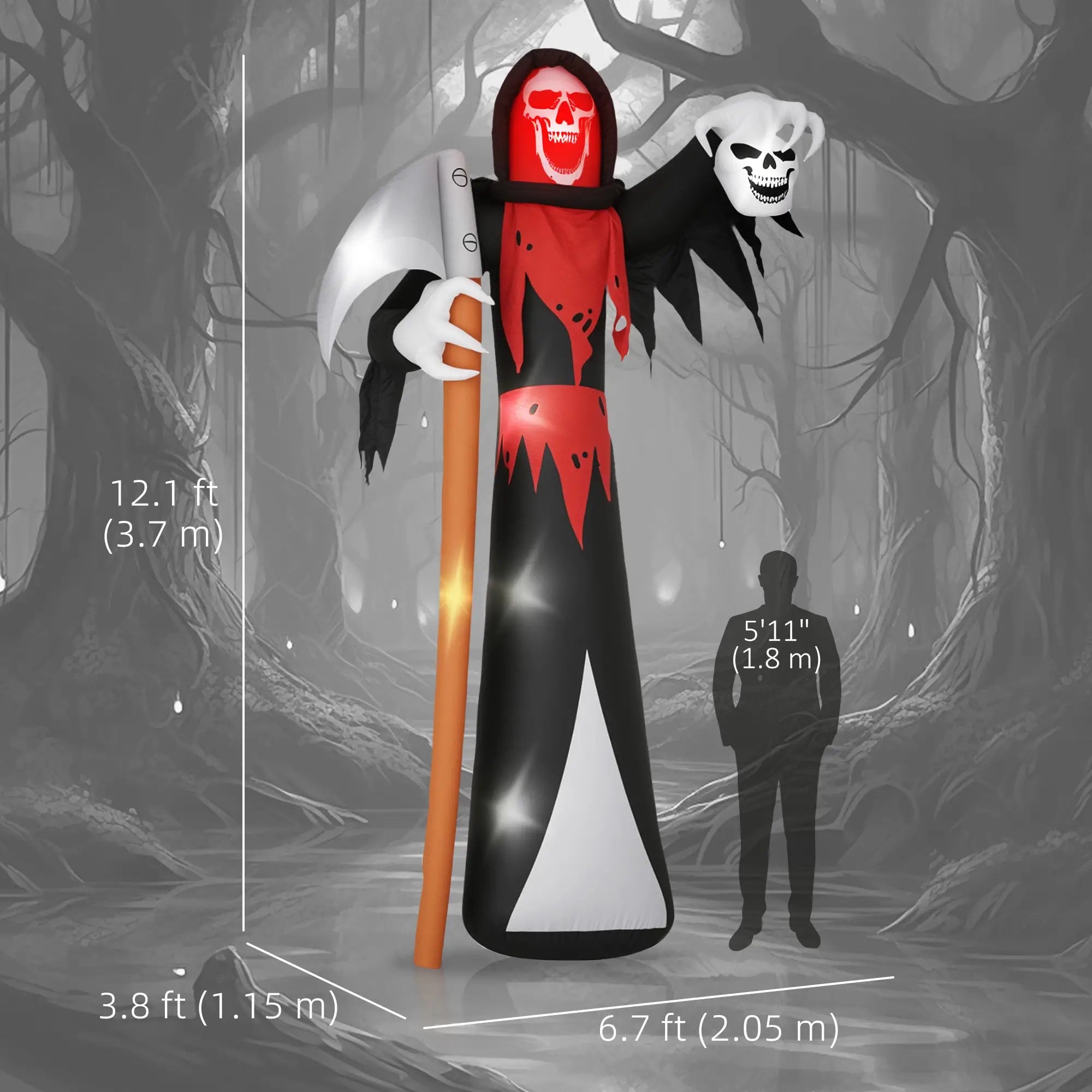 12 FT Halloween Inflatable Grim Reaper, Garden Decor with Lights Halloween Decorations at Gallery Canada