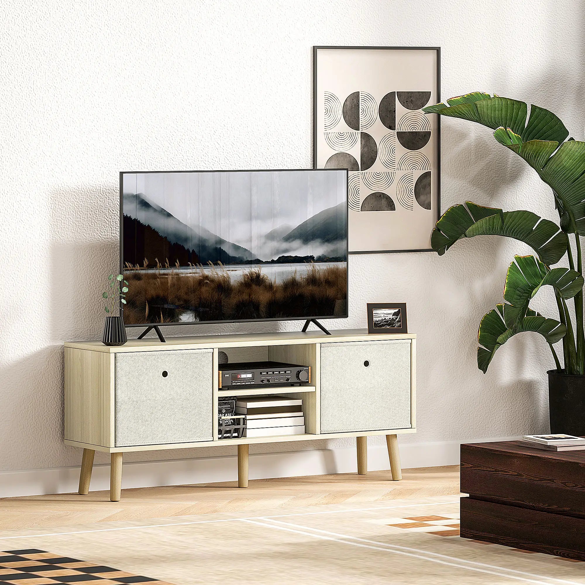Modern TV Stand, Foldable Drawers, Shelves, Natural TV Stands at Gallery Canada