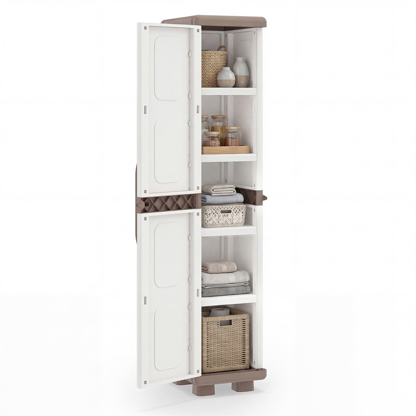 Plastic Kitchen Pantry, 4 Adjustable Shelves, Single Door, Beige Sideboards Cabinets & Buffets at Gallery Canada