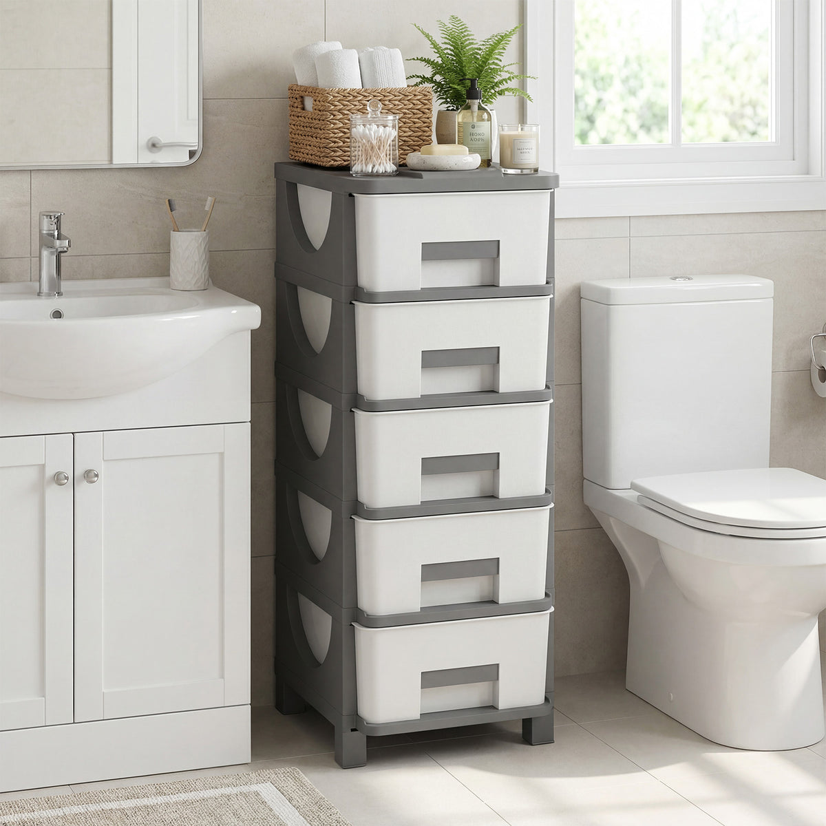 Plastic Storage Organizer, Compact Drawer Cabinet Side Table, Gray Dressers & Chests at Gallery Canada