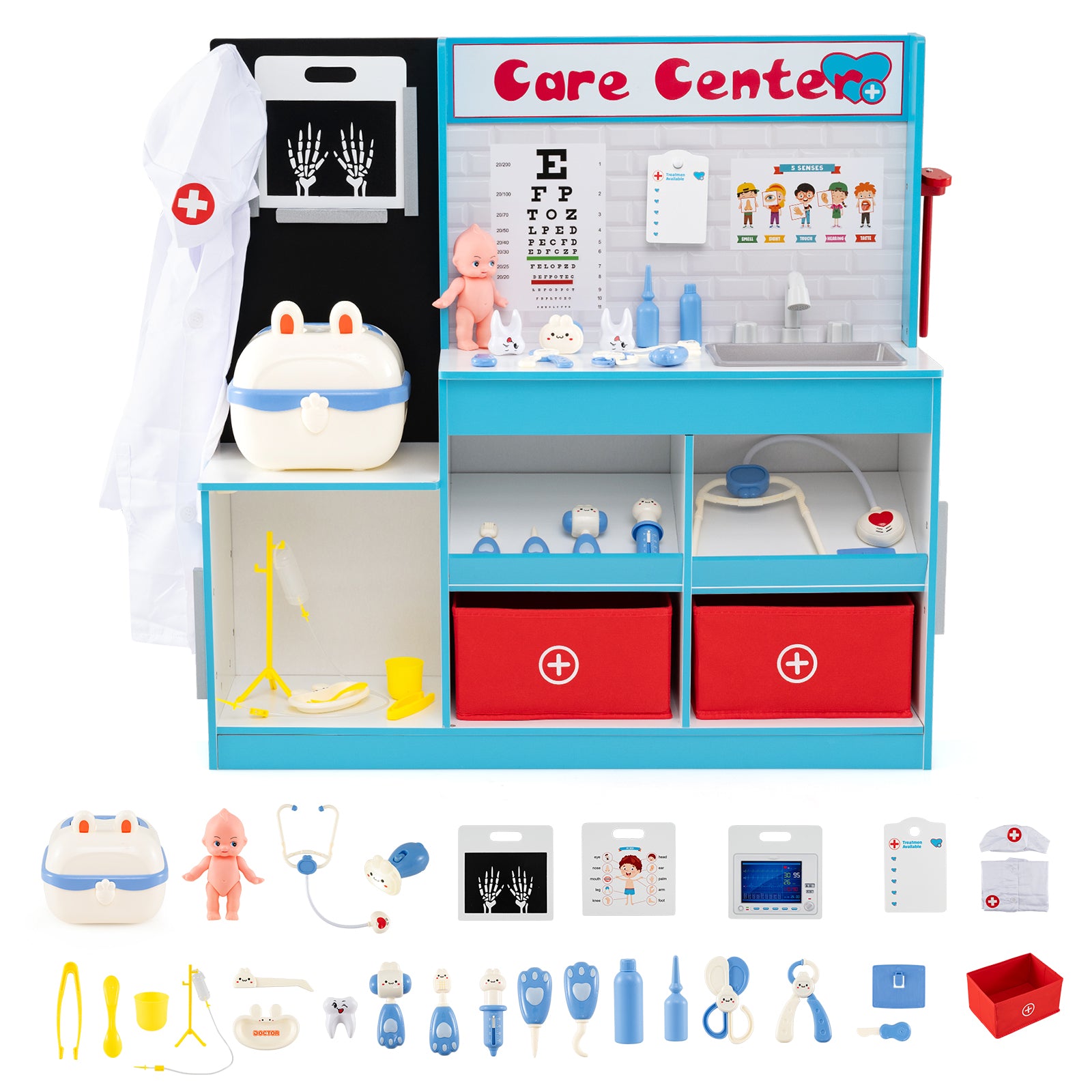Play Doctor's Office Wood Medical Center Toy Set with Examine Region, Blue Play Kitchen Sets at Gallery Canada