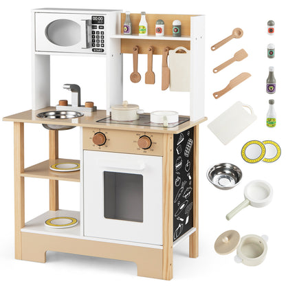 Play Kitchen Wooden Toy Kitchen Playset with Chalkboard Birthday Gift for Kids Aged 3 +, White Play Kitchen Sets at Gallery Canada