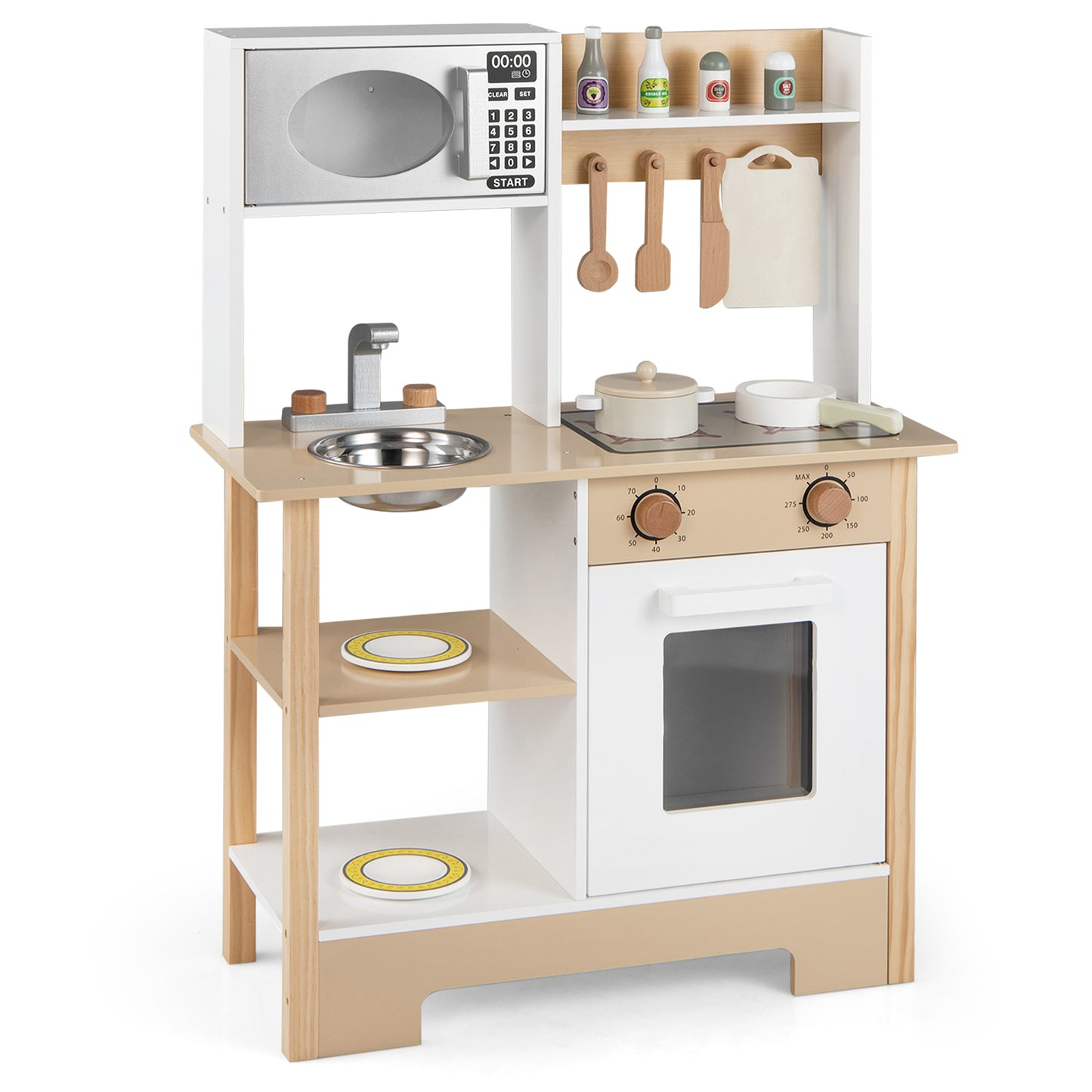 Play Kitchen Wooden Toy Kitchen Playset with Chalkboard Birthday Gift for Kids Aged 3 +, White Play Kitchen Sets White at Gallery Canada