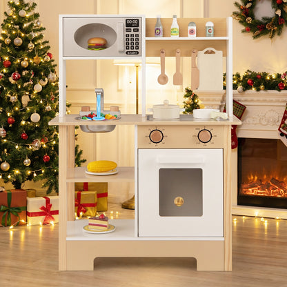 Play Kitchen Wooden Toy Kitchen Playset with Chalkboard Birthday Gift for Kids Aged 3 +, White Play Kitchen Sets at Gallery Canada