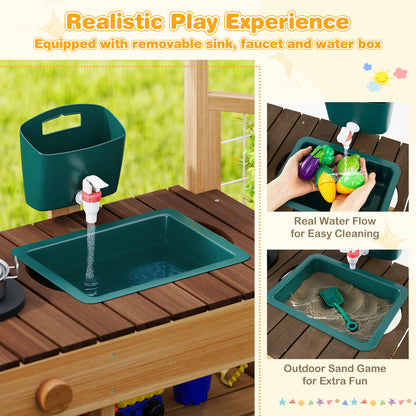 Kids Wooden Play Kitchen, Pretend Mud Kitchen, Brown Play Kitchen Sets at Gallery Canada